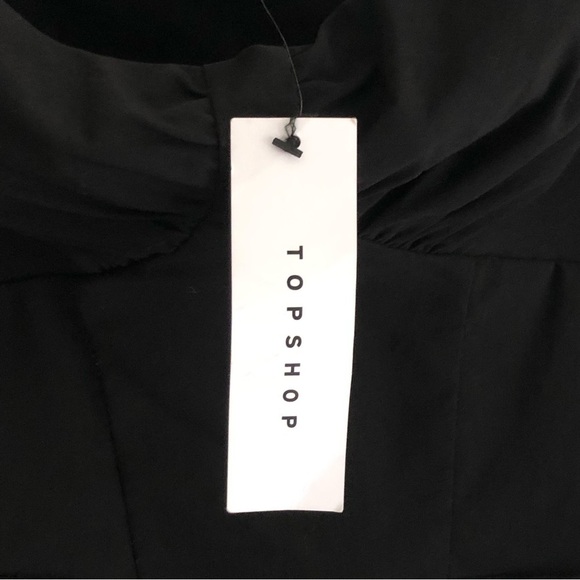 Top Shop Bardot Stretch Off The Shoulder Peplum Blouse Black US 2 - Picture 6 of 8